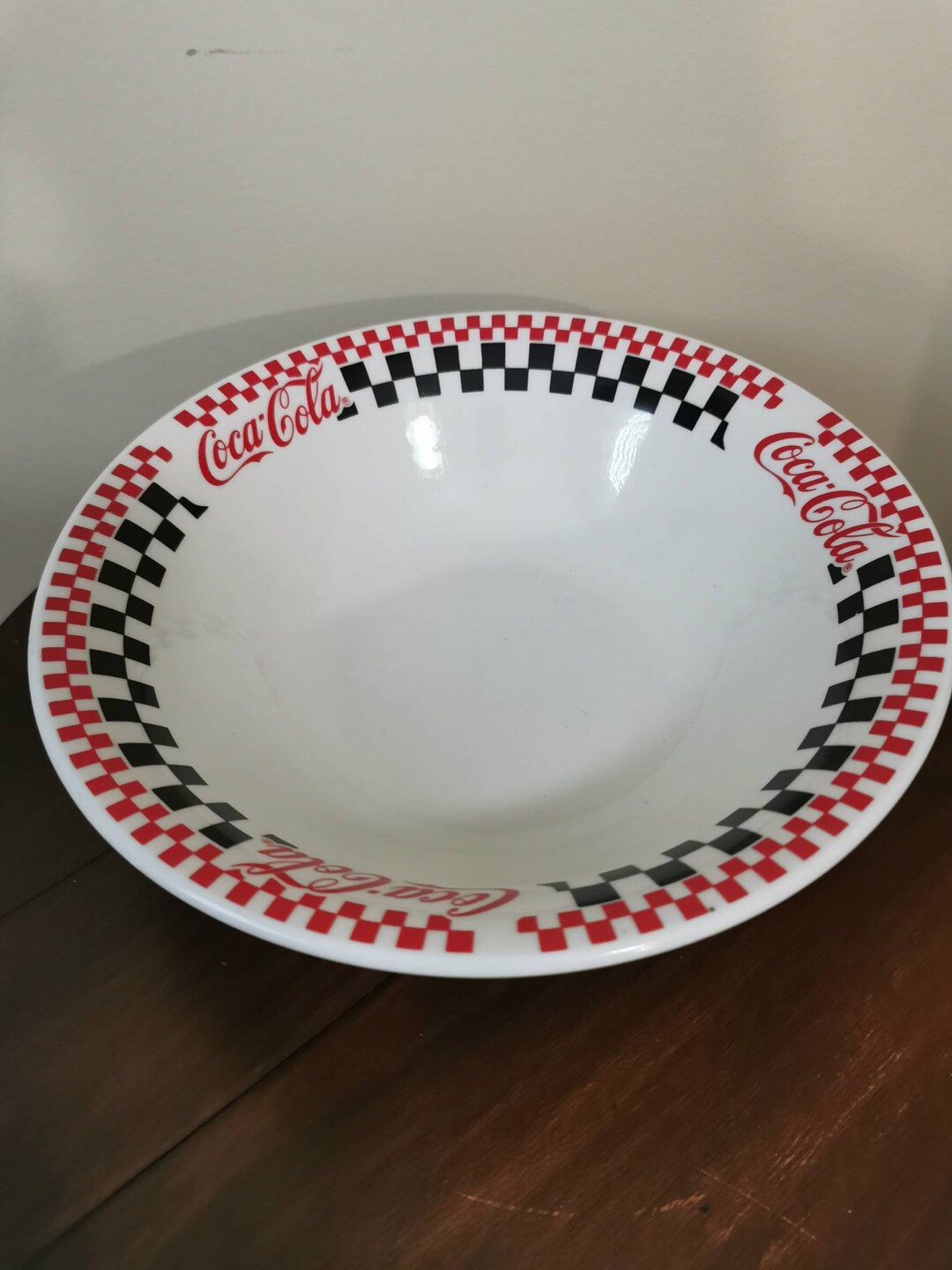 1997 Red and Black Checker Coca Cola Serving Bowl Etsy