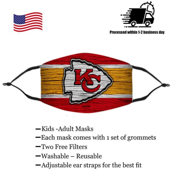 Kansas City Chiefs Football Mask Gameday Face Mask Team Face Etsy