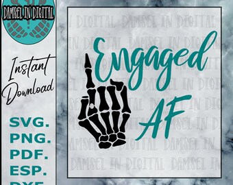 Engaged AF, Skeleton Rock Bride Ring Flip Off SVG, Bachelorette Party SVG, BOOchelorette svg, Halloween Theme, Rock Metal Horns