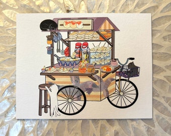 Street Food Cart Postcard - Fishball Cart Postcard