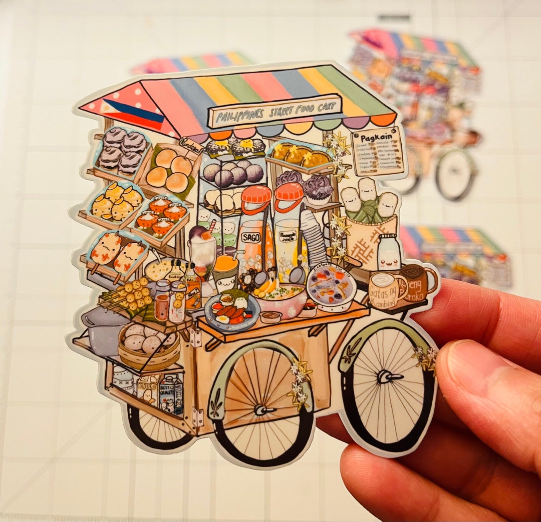 Filipino Street Food Cart, Philippines Street Food Cart Sticker - Matte