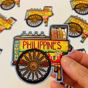 Filipino Philippines Traditional Ice Cream Cart Sorbetes  Matte Vinyl Sticker