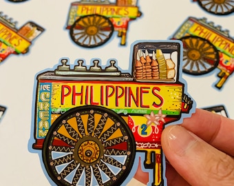 Filipino Philippines Traditional Ice Cream Cart Sorbetes  Matte Vinyl Sticker