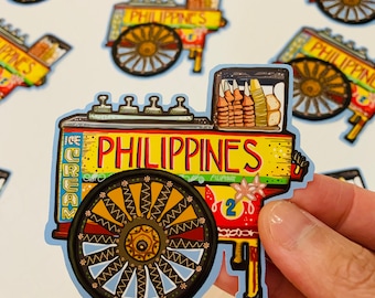 Filipino Filipinas Carro de helado tradicional Sorbetes Vinilo mate Pegatina