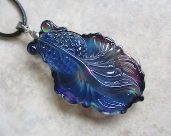 Goldfish Pendant On Black Cord!  Temperature Color Changing Goldfish!   This Is Amazing With A Huge Color Range!