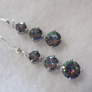 Mystic Topaz Drop Dangle Earrings! These Are Just Lovely--Dainty--Classy And Graceful. A Special Gift For A Special Lady.