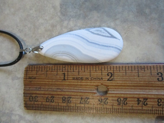 Agate Pendant On Black Cord! White--Taupe--Grey A… - image 2