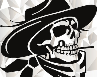 Cowboy Skull SVG, Cowboy Skull Clipart, Cowboy Skull Cut Files For Silhouette, Cowboy Skull Cricut, Skull Vector, Stencil Svg Dxf Png Eps