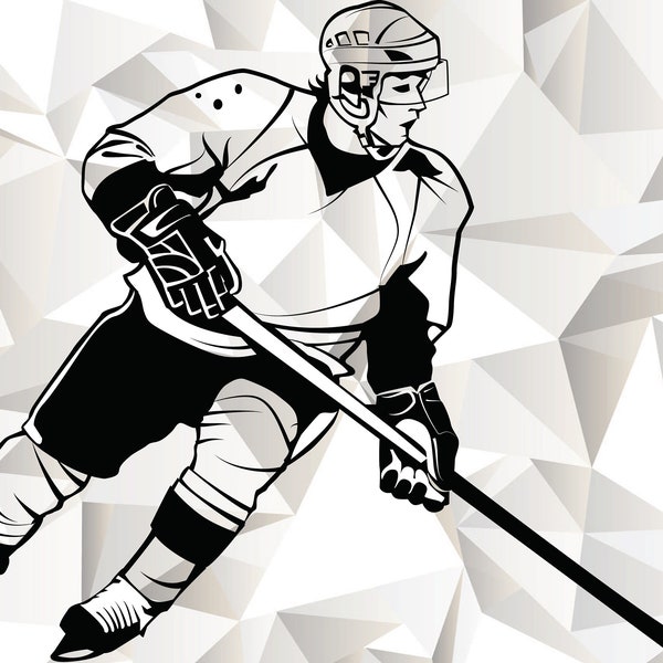 Hockey-Spieler SVG, Hockey-Spieler Clipart, schneiden Dateien für Silhouette, Dateien für Cricut, Hockey-Spieler-Vektor, Hockey Schablone, Svg, Dxf, Png, Eps