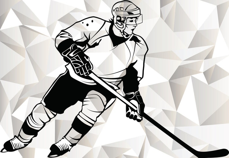 Hockey Player SVG, Hockey Player Clipart, Cut Files For Silhouette, Files for Cricut, Hockey Player Vector,Hockey Stencil,Svg, Dxf, Png, Eps image 1