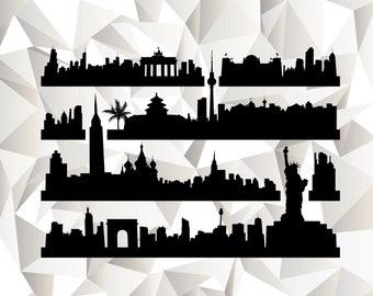 Building Shapes SVG, Cityscapes Bundle Clipart, Buildings Bundle Cut Files For Silhouette, Files for Cricut, Vector, Stencil Svg Dxf Png Eps