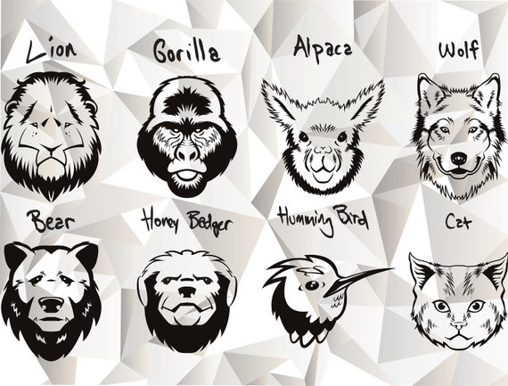 Download Animal Head Svg Animal Head Clipart Animal Head Cut Files Etsy PSD Mockup Templates