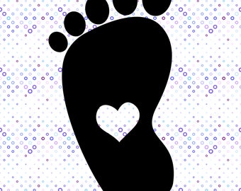 Baby Footprint SVG, Baby Footprint Clipart, Baby Footprint Cut Files For Silhouette, Files For Cricut, Vector, Stencil, Svg, Dxf, Png, Eps