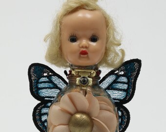 Creepy Doll | Upcycled Art | Butterfly Wings | Curios | Haute Couture Doll