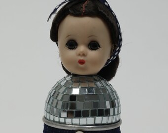 Creepy Doll | Upcycled Art | Curio | Disco Ball | Assemblage Art