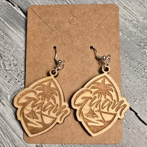 Wooden Guam earrings|Island Style Earrings|Represent Guam|Girlfriend Gift|Mom Gift|Anniversary Gift|Best friend Gift|Sister Gift|Cousin Gift