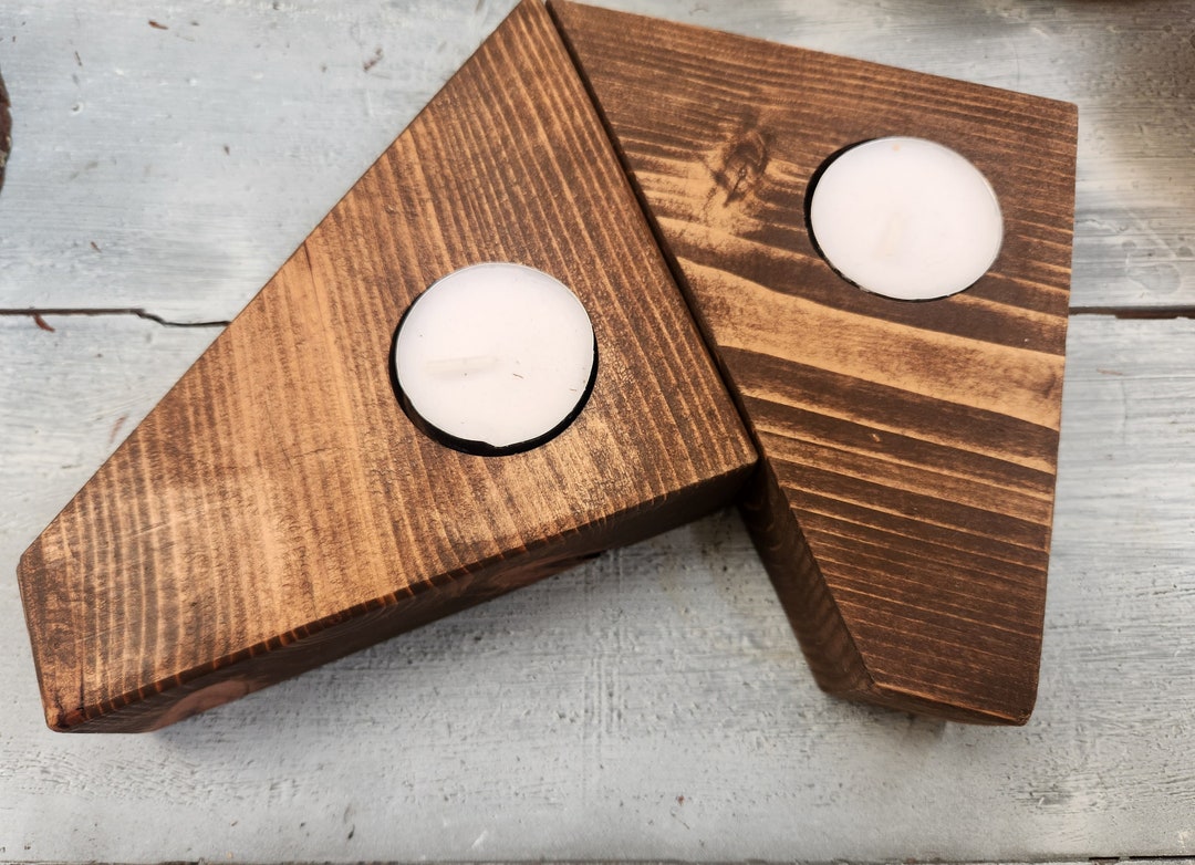 Wooden Tealight Candle Holder Set/home Accent/home Decor/one of a Kind