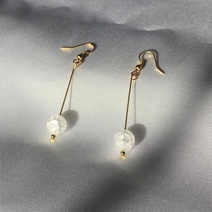 18k Gold plated Drop Earrings (Crystal and Glass bead), Dangling earrings, Minimalist