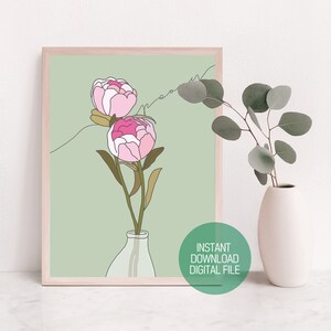 Peony Wall Art, Floral Wall Art, Printable Wall Art, Peony Print, Lovely Floral Wall Art, Pink Floral Print, Botanical Art Print