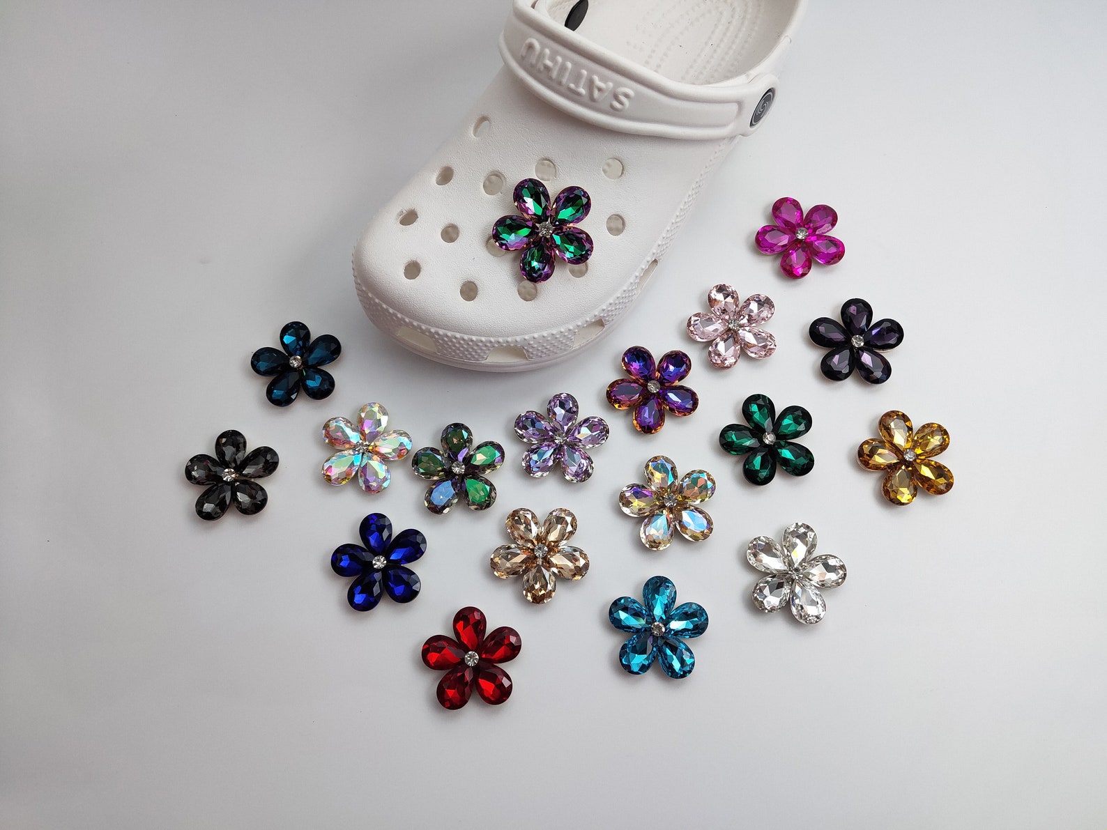 Rhinestone Flower croc charms shoe charms for girls adult Etsy