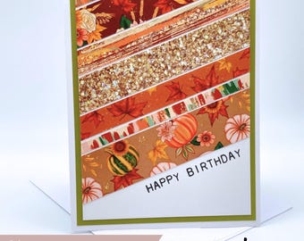 Fall Happy Birthday Card - Handmade With Envelope, Autumn, Leaves ...