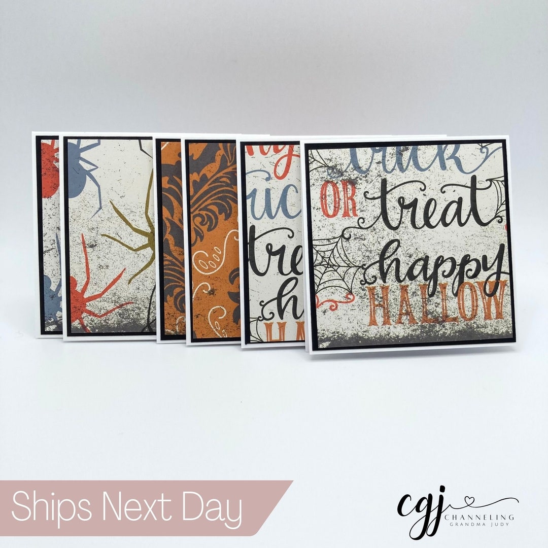 Mini Halloween Blank Note Card Set of 6 - Handmade - Stationery ...