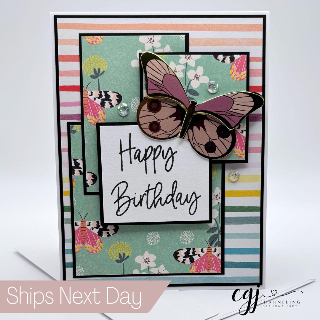Handmade Floral Butterfly Birthday Card With Envelope - Etsy