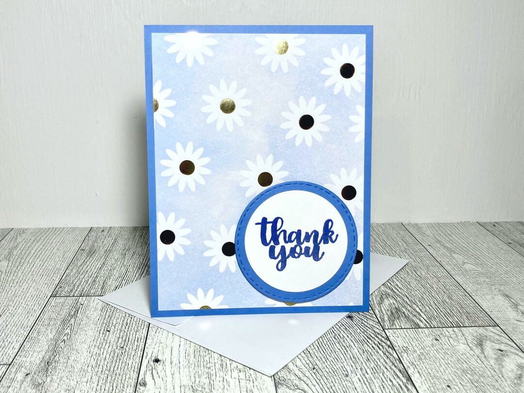 Handmade Thank You Card With White Envelope, Daisy Design - Etsy