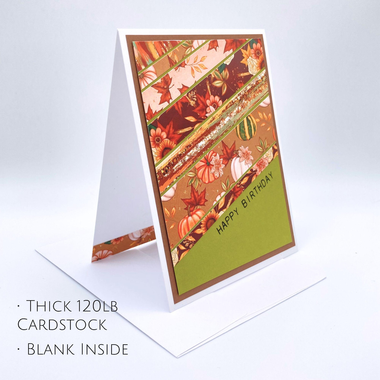 Fall Happy Birthday Card - Handmade With Envelope, Autumn, Leaves ...
