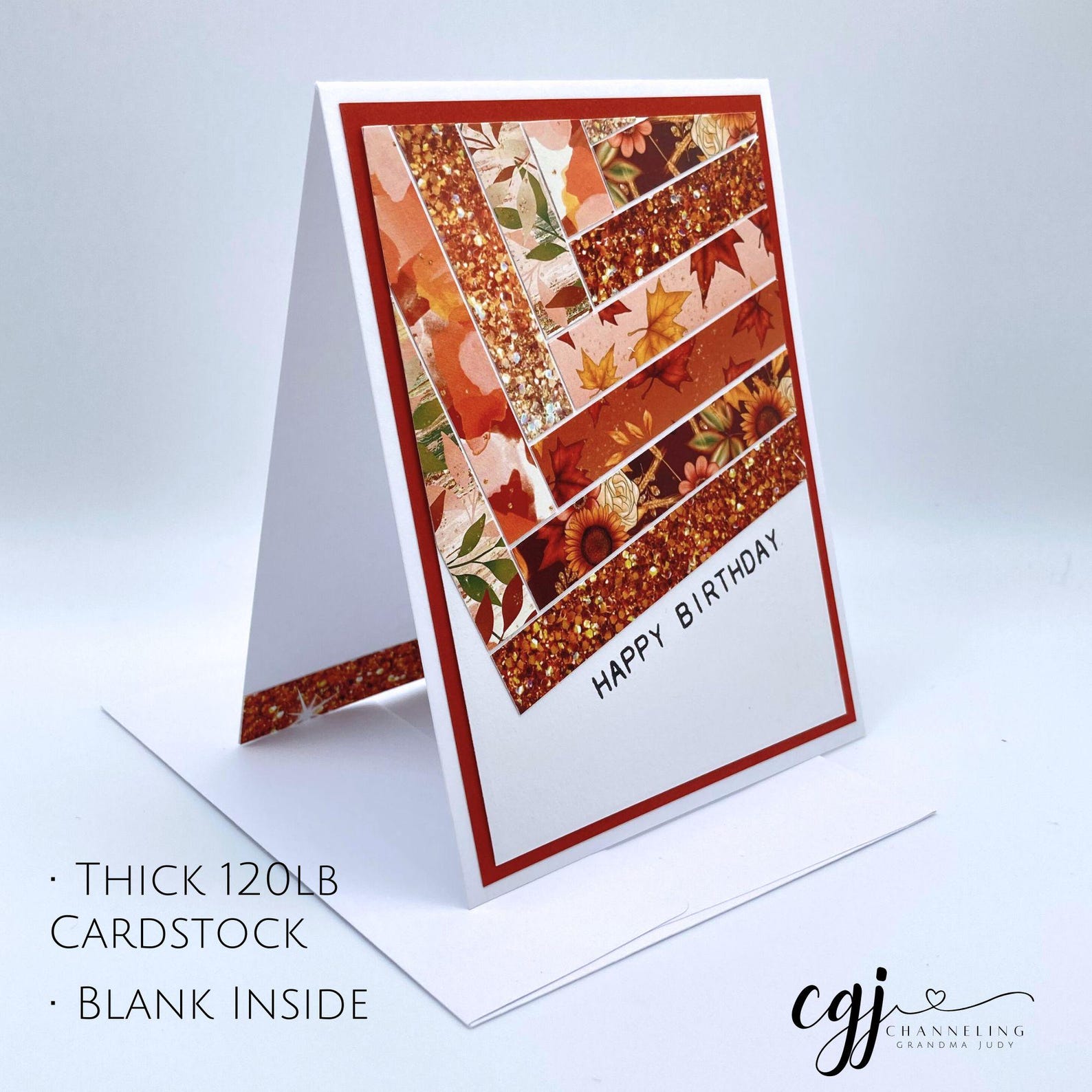 Fall Happy Birthday Card - Handmade With Envelope, Autumn, Leaves ...