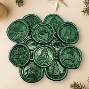 Christmas Wax Seal Stickers Handmade Self-Adhesive Wax Seals Set of 6 Assorted