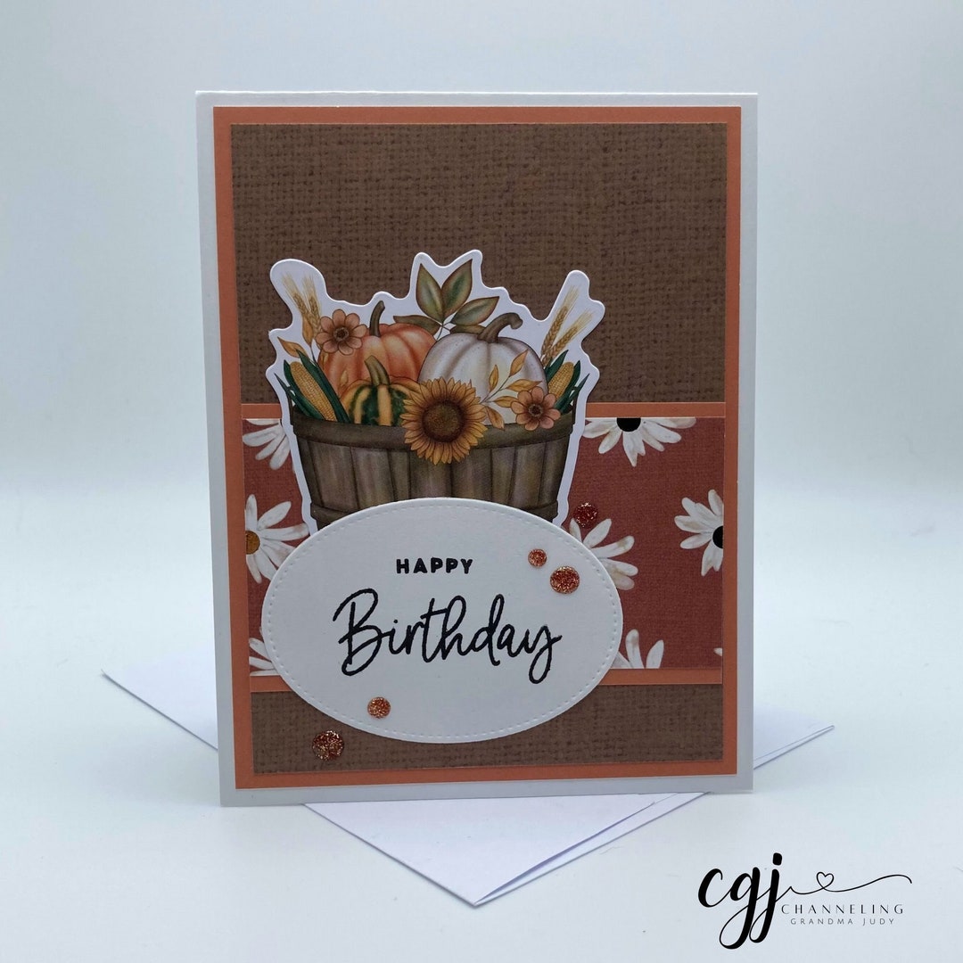 Fall Happy Birthday Card Set of 2 - Handmade With Envelopes, Autumn ...