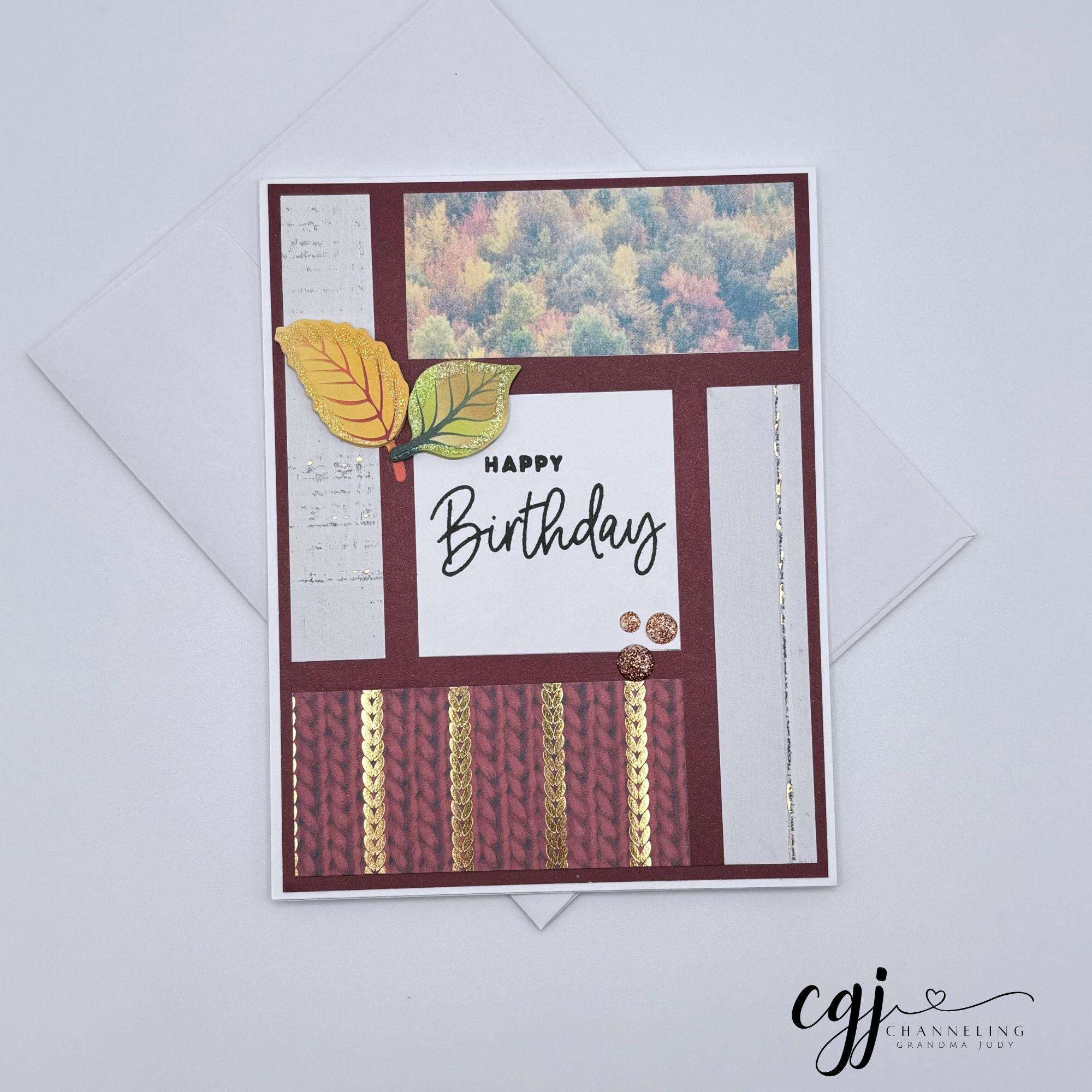 Fall Happy Birthday Card - Handmade With Envelope, Autumn, Leaves - Etsy