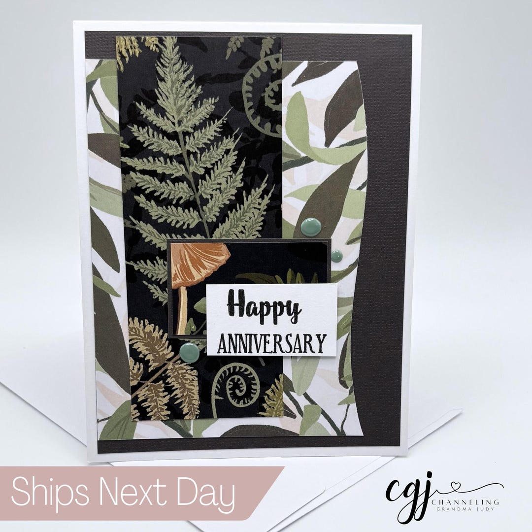 Handmade Anniversary Card for Him – Rustic Mushroom Fern Design - Etsy