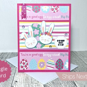 Easter Card for kid Happy Easter Card for sister Easter Card Handmade Card Blank Easter Bunny Card for Granddaughter