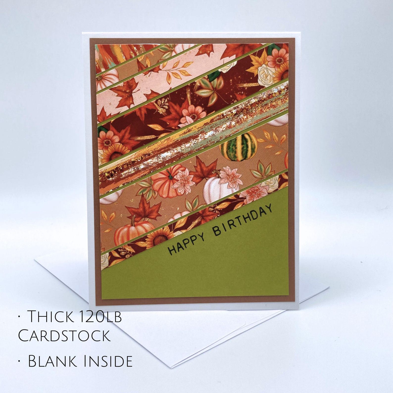 Fall Happy Birthday Card - Handmade With Envelope, Autumn, Leaves ...