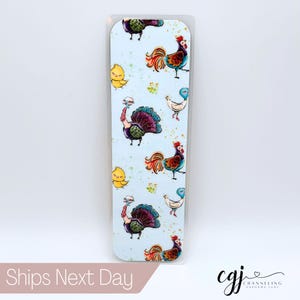 Chicken Farm Animal Bookmark Laminated Double Sided Handmade Book Accessory, Turkeys, Chicks
