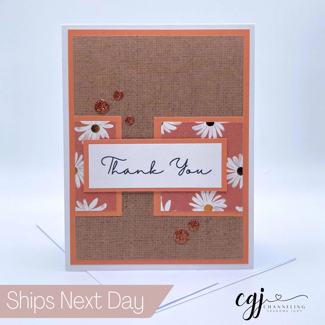 Thank You Card Handmade With Envelope, Fall, Flower, Daisy Paper - Etsy