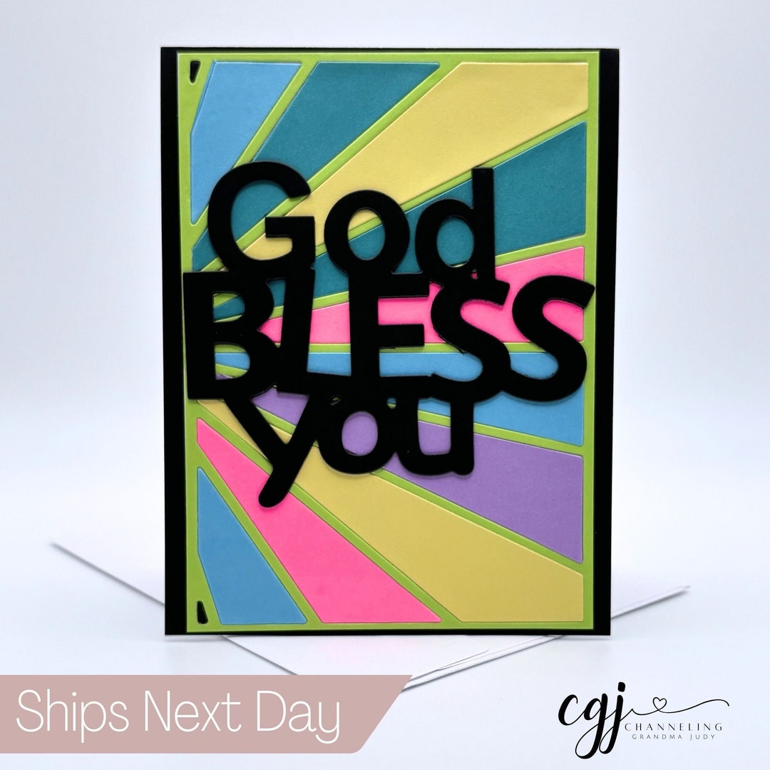 Religious Handmade Greeting Card With Envelope - God Bless You - Etsy
