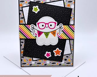 Handmade Halloween Card: Trick or Treat Ghost Card with Envelope