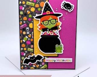 Handmade Halloween Card: Trick or Treat Witch Design