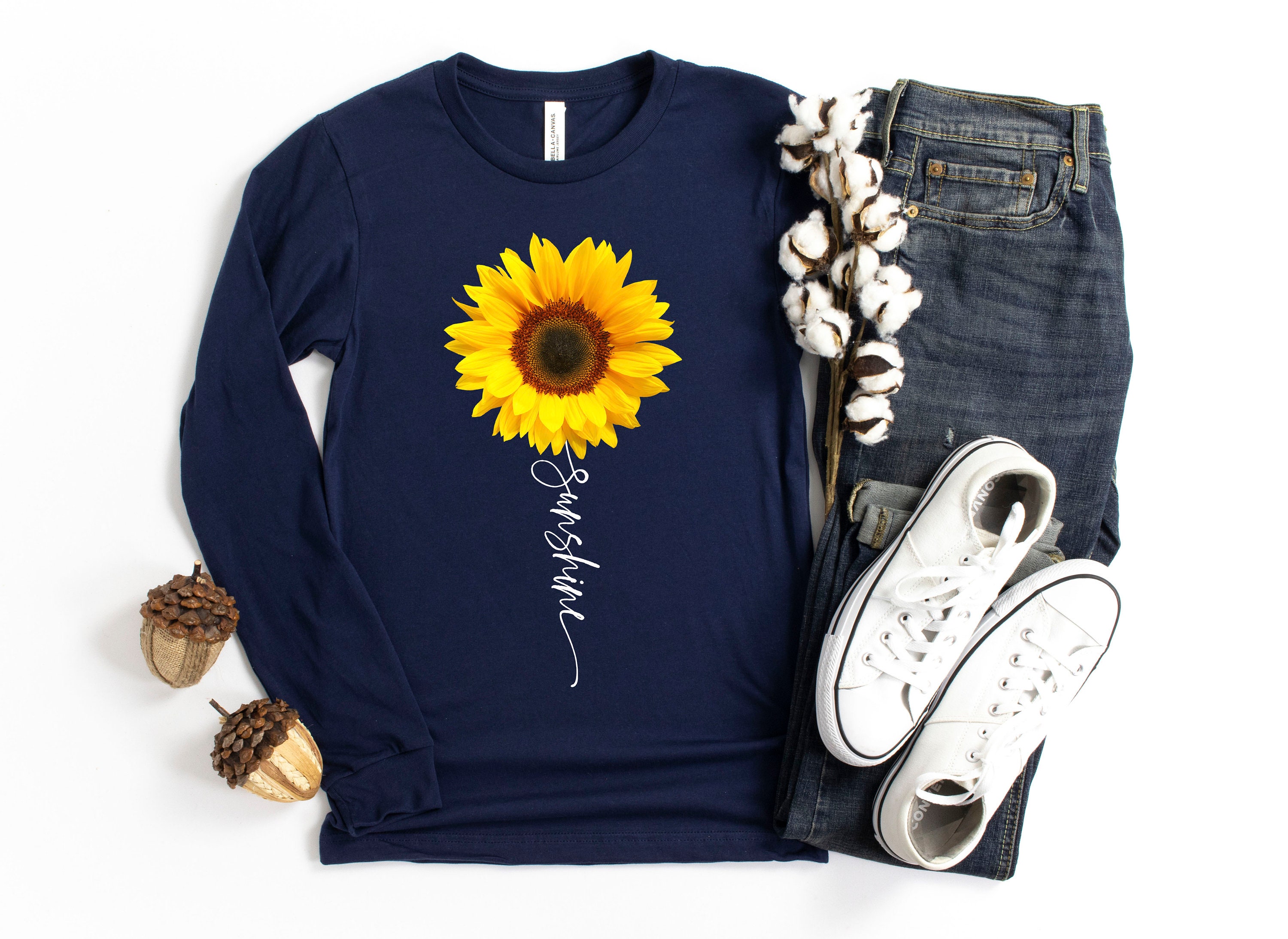 Sunflower Shirt Sunflower Shirt Long Sleeve Personalized Etsy