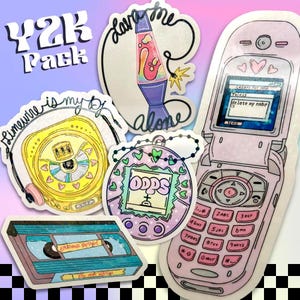 Y2K Nostalgia Sticker Pack: Retro 2000s Waterproof Vinyl Stickers | Glitter Trash Co.