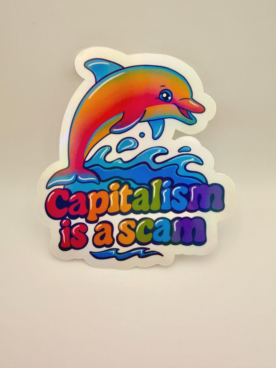 Capitalism is a Scam Sticker – Nostalgia Inspired Dolphin Vinyl Sticker ...