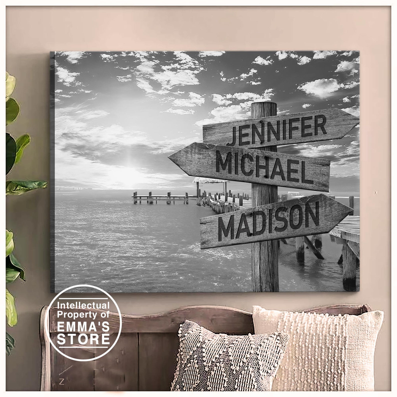 Multi Name Custom Canvas Ocean Dock Ocean Dock Sea Landscape Etsy