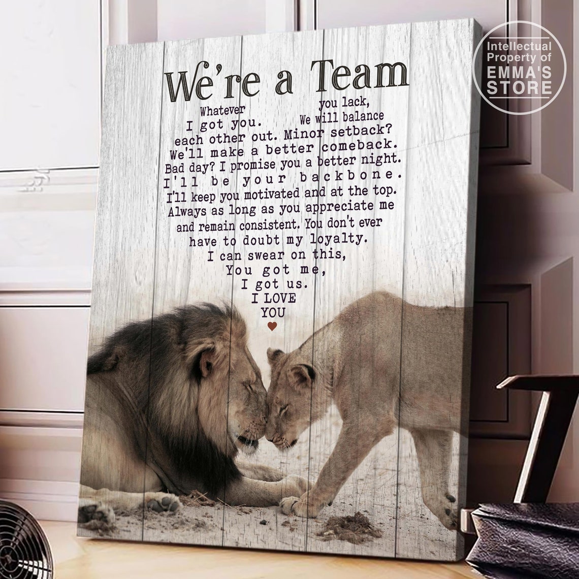 Lion Couple Wall Art We're A Team Canvas Lion and Etsy