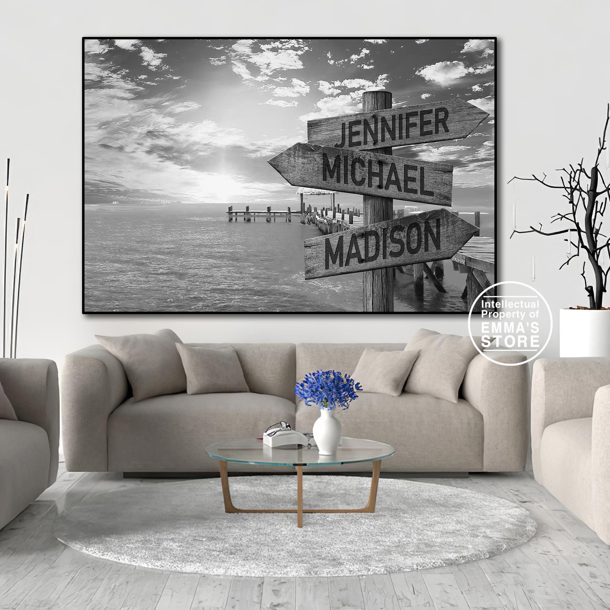 Multi Name Custom Canvas Ocean Dock Ocean Dock Sea Landscape Etsy