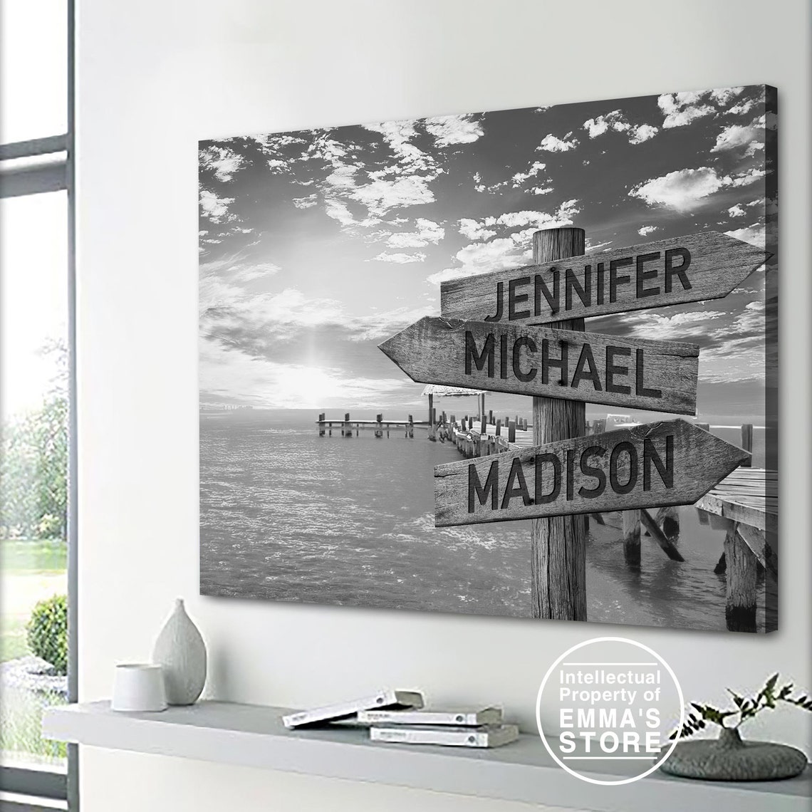 Multi Name Custom Canvas Ocean Dock Ocean Dock Sea Landscape Etsy