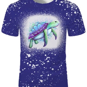 Sea Turtle, Ladies T-Shirt, Faux Bleach, Green and purple, Beach Vibe, Ocean Animal, Sea life, Sea Turtle, Ready to Ship or Customize