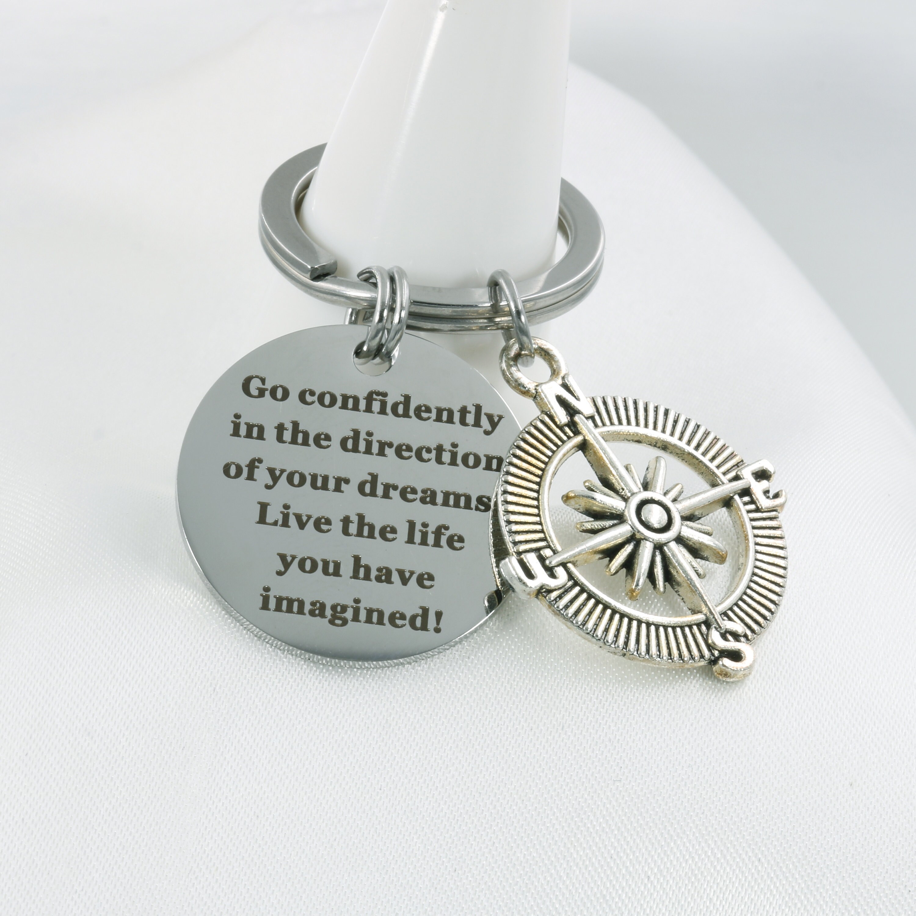 Compass Keychain,custom Keychain,engraved Keyring,travel Keychain ...